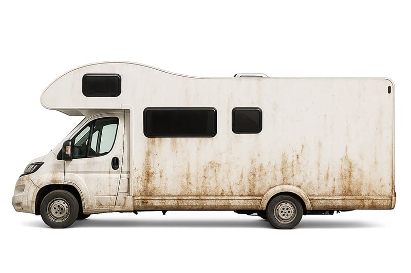 Lackierung Wohnmobil vorher mit Rost